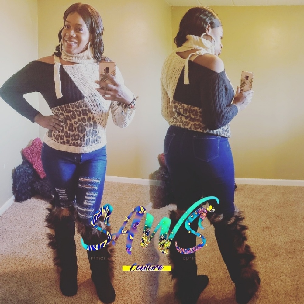 Colorblock Cheetah Sweater